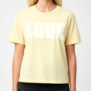 Eden Ashram Love 2.0 Premium Oversized Rolled Sleeve T-Shirt Large Yellow